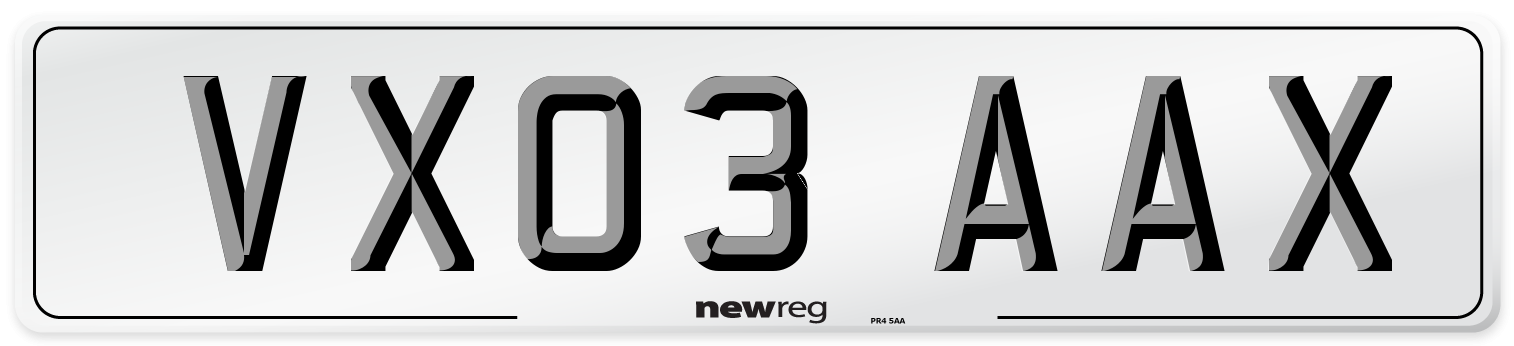 VX03 AAX Number Plate from New Reg